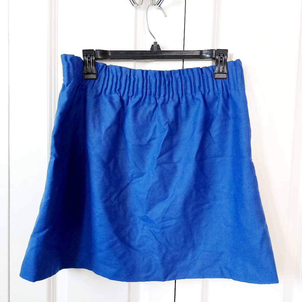 Blue Wool Skirt Paperbag Waist Pockets size 10 J.Crew - Picture 2 of 7